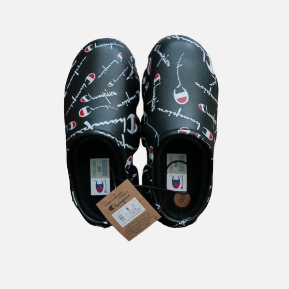 Champion Super Meloso Warped Slip on Logo Clogs Shoes Black White Mens Size 8 - Picture 8 of 9